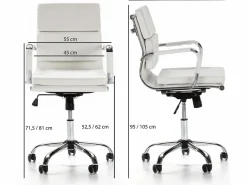Discount VS Venta-stock Sillón de Oficina Fenix reclinable , Piel sintética, Altura Ajustable Blanco
