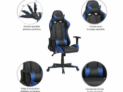 VS Venta-stock Sillón de Oficina Gaming , Piel sintética, inclinación y Altura Regulable