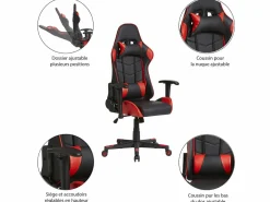 Outlet Sillón de Oficina Gaming , Piel sintética, inclinación y Altura Regulable Silla Gaming