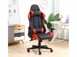 Outlet Sillón de Oficina Gaming , Piel sintética, inclinación y Altura Regulable Silla Gaming