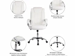 Clearance Sillón de Oficina Karen elevable y reclinable, Piel sintética, Color Silla De Oficina