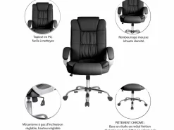 VS Venta-stock Sillón de Oficina Karen elevable y reclinable, Piel sintética, Color