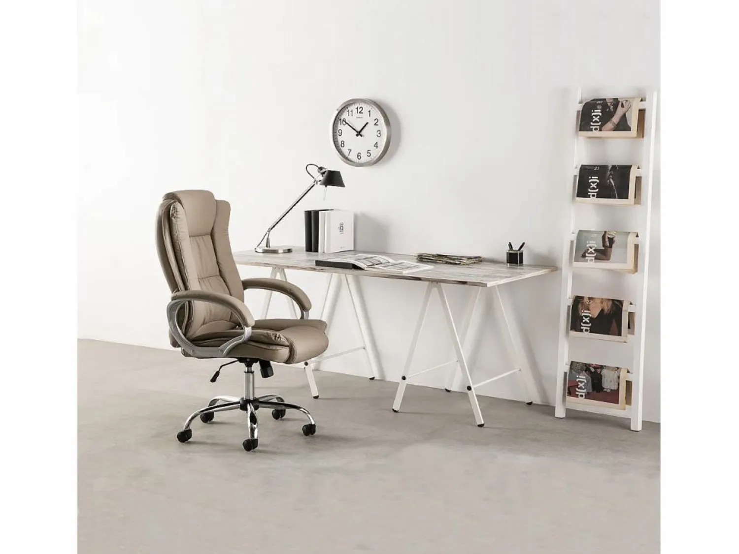 Best Sillón de Oficina Karen elevable y reclinable, Piel sintética, Color Taupe Silla De Oficina