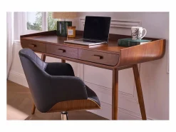 Best Sillón de oficina moderno negro con madera oscura SANDRO Silla De Escritorio