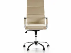 VS Venta-stock Sillón de Oficina Morgan reclinable Taupe, Piel sintética, Altura Ajustable