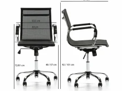 New VS Venta-stock Sillón de Oficina Oxford reclinable, Tejido Transpirable, Altura Ajustable Negro