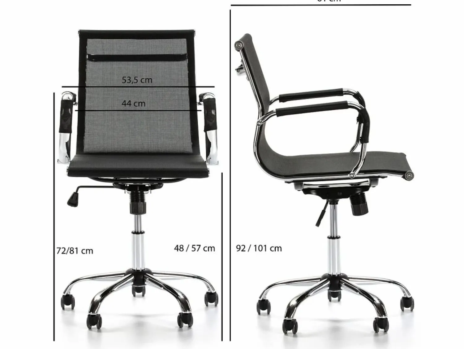 New VS Venta-stock Sillón de Oficina Oxford reclinable, Tejido Transpirable, Altura Ajustable Negro