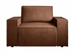 Vente-unique Sillón de pana oscuro AMELIA