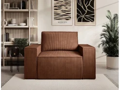 Vente-unique Sillón de pana oscuro AMELIA