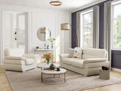 LINEA SOFA Sillón de piel de becerro en blanco THIBAULT
