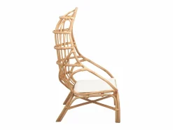 Sweeek Sillón de ratán en forma de huevo con cojín natural