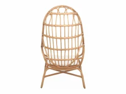 Sweeek Sillón de ratán en forma de huevo con cojín natural