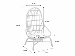 Sweeek Sillón de ratán en forma de huevo con cojín natural
