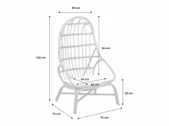 Sweeek Sillón de ratán en forma de huevo con cojín natural