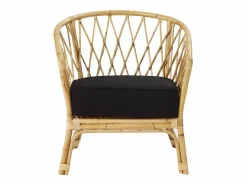 Hot Sillón de ratán marrón con cojín negro Sillón De Mimbre