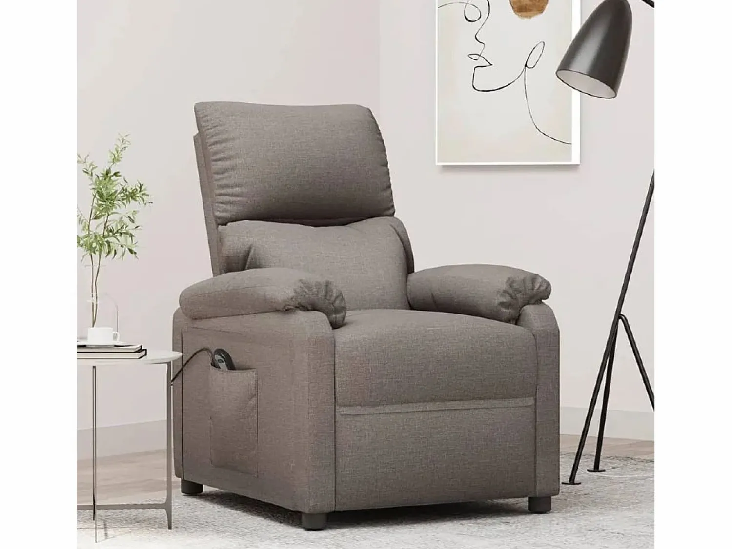 Online Sillón de relax | Silla | Sillón reclinable eléctrico tela gris taupé SHL3792 Topo