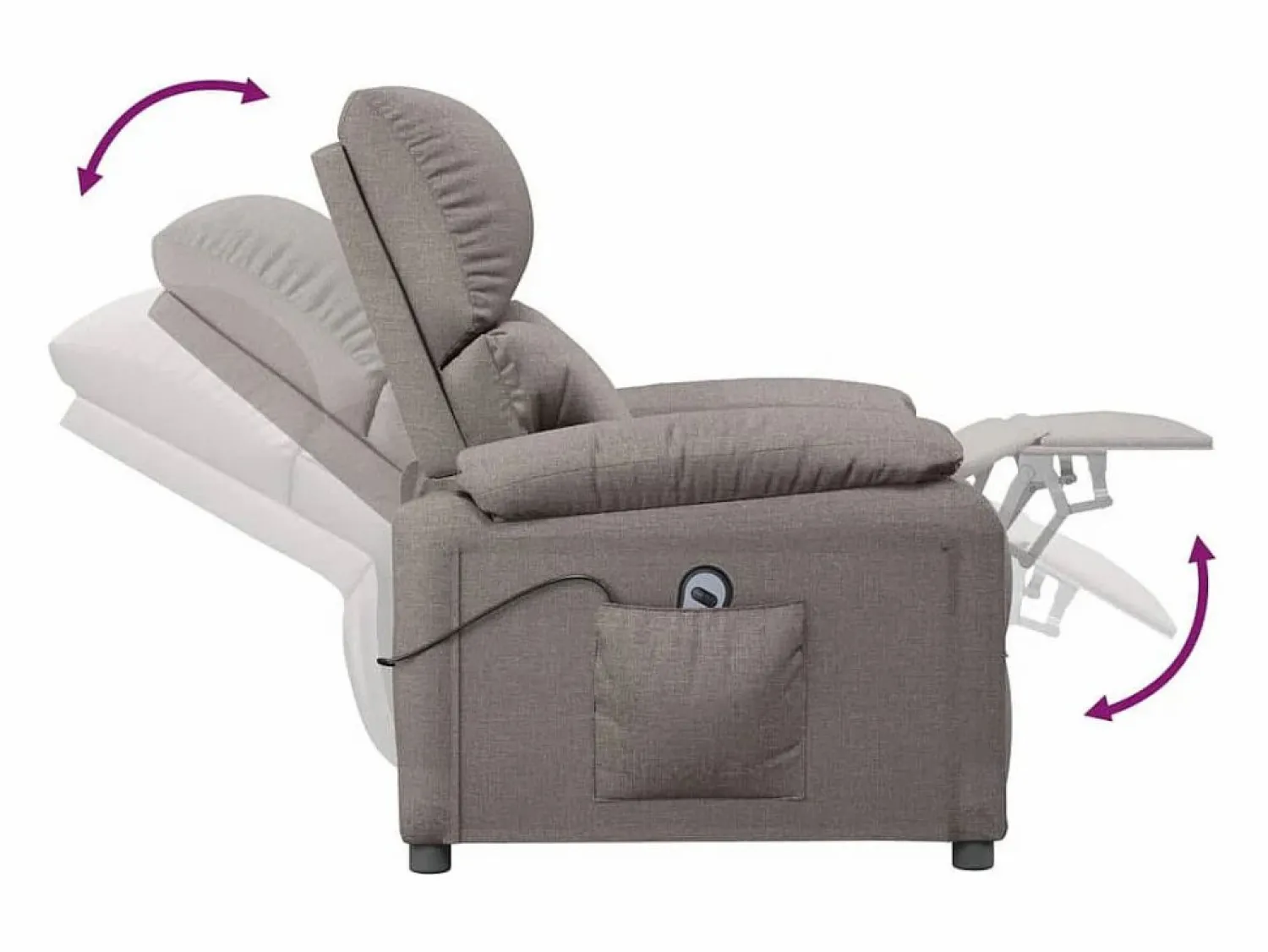 Online Sillón de relax | Silla | Sillón reclinable eléctrico tela gris taupé SHL3792 Topo