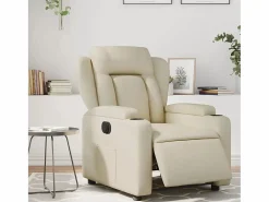 Outlet Sillón de relax | Silla | Sillón reclinable eléctrico de cuero sintético SHL3070 Crema
