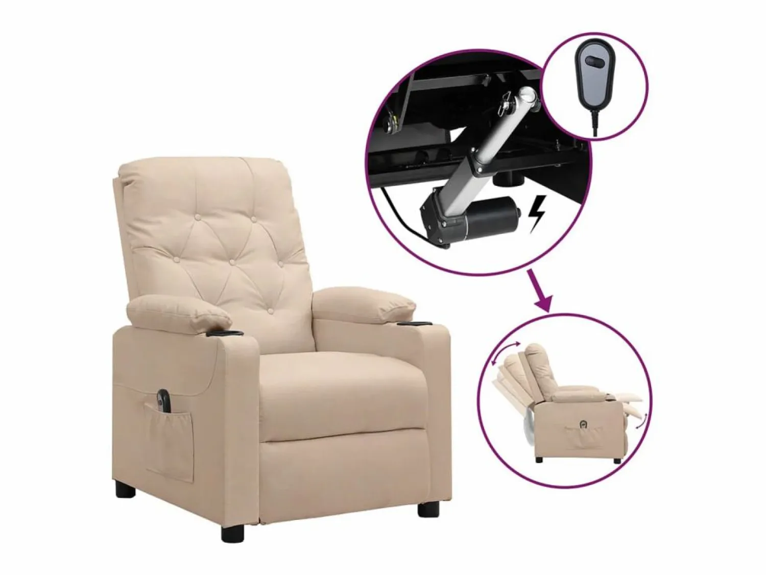 Discount Sillón de relax | Silla | Sillón reclinable eléctrico de tela SHL7365 Crema