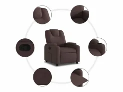 Sillón de relax | Silla | Sillón reclinable de tela marrón oscuro SHL2487