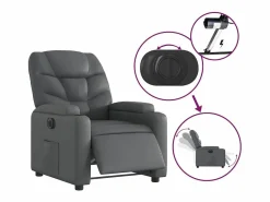 Sillón de relax | Silla | Sillón reclinable eléctrico de cuero sintético SHL2483 Gris