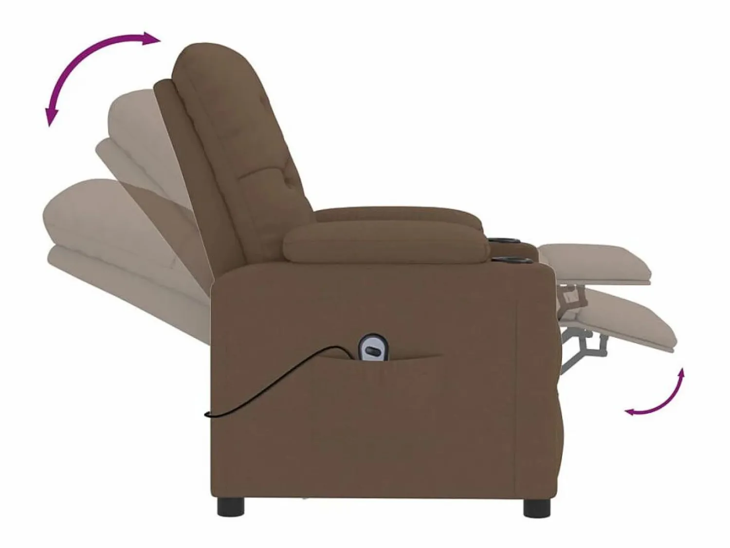 Sillón de relax | Silla | Sillón reclinable eléctrico de tela marrón SHL3626