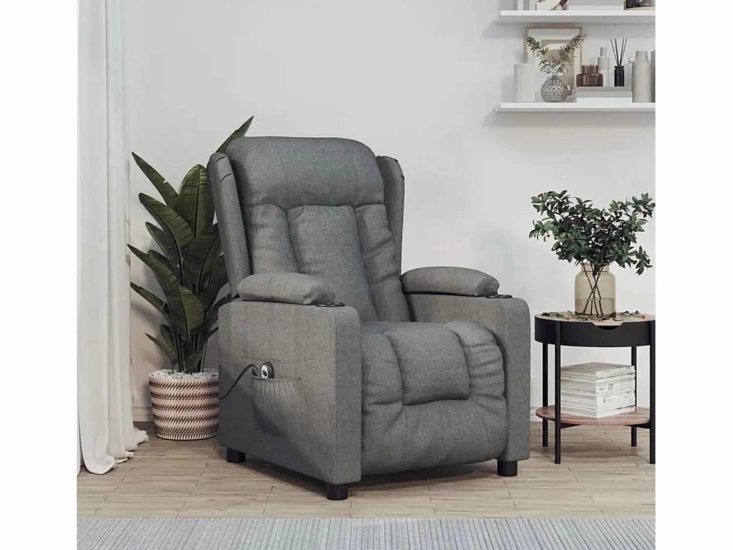 Sillón de relax | Silla | Sillón reclinable eléctrico de tela gris oscuro SHL8457