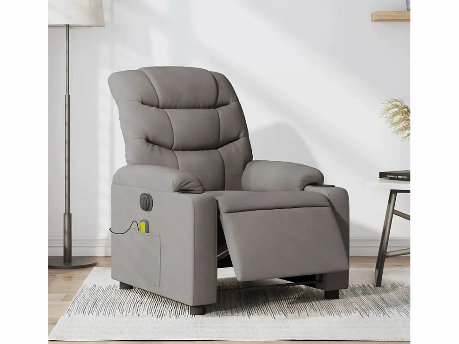 Sillón de relax | Sillón reclinable de masaje eléctrico tela gris taupe SHL4423