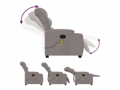 Sillón de relax | Sillón reclinable de masaje eléctrico tela gris taupe SHL4423