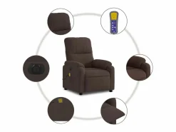 Discount Sillón de relax | Sillón reclinable de masaje eléctrico tela de microfibra marrón SHL7910 Marru00f3n