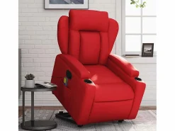 Clearance Sillón de relax | Sillón reclinable de masaje de pie cuero artificial SHL3533 Rojo