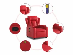 Clearance Sillón de relax | Sillón reclinable de masaje de pie cuero artificial SHL3533 Rojo