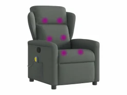 New Sillón de relax | Sillón reclinable de masaje de tela gris oscuro SHL3509 Gris antracita