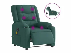 Outlet Sillón de relax | Sillón reclinable de masaje eléctrico tela verde oscuro SHL2840 Verde pino