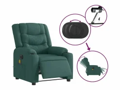 Outlet Sillón de relax | Sillón reclinable de masaje eléctrico tela verde oscuro SHL2840 Verde pino