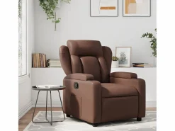 Sillón de relax | Sillón reclinable de cuero sintético marrón SHL6989