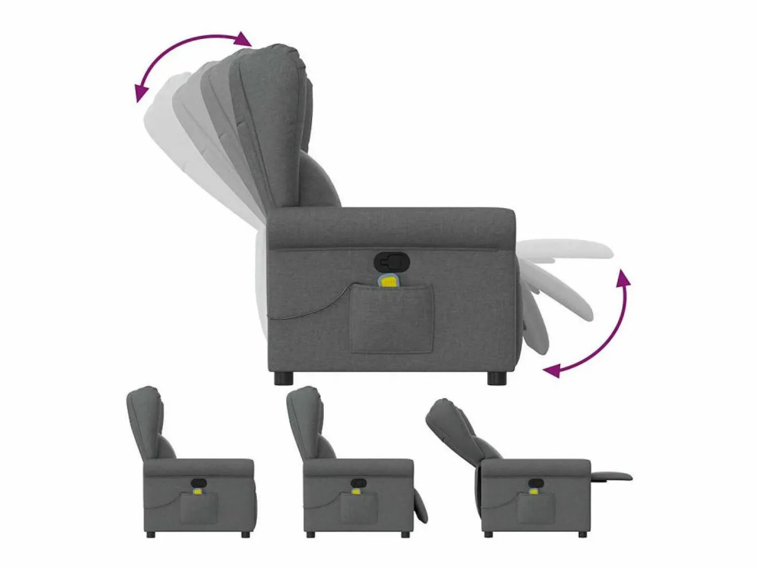 Sale Sillón de relax | Sillón reclinable de masaje de tela gris oscuro SHL9390 Sillón De Masaje