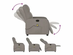 Hot Sillón de relax | Sillón reclinable de masaje eléctrico tela gris taupe SHL2487 Topo