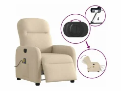 Sillón de relax | Sillón reclinable de masaje eléctrico tela color SHL3926 Crema