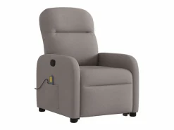 New Sillón de relax | Sillón reclinable de masaje elevable tela gris taupé SHL2493 Topo