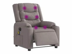 New Sillón de relax | Sillón reclinable de masaje eléctrico tela gris taupe SHL9314 Topo