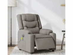 New Sillón de relax | Sillón reclinable de masaje eléctrico tela gris taupe SHL9314 Topo