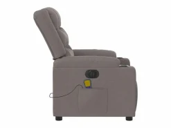 New Sillón de relax | Sillón reclinable de masaje eléctrico tela gris taupe SHL9314 Topo