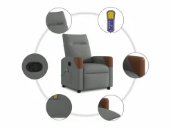Clearance Sillón de relax | Sillón reclinable de masaje de tela gris oscuro SHL4404 Sillón De Masaje