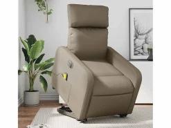 Sillón de relax | Sillón reclinable de masaje eléctrico cuero sintético capuchino SHL8939