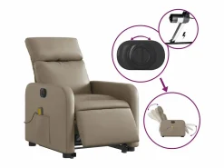 Sillón de relax | Sillón reclinable de masaje eléctrico cuero sintético capuchino SHL8939