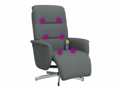 Sillón de relax | Sillón reclinable de masaje con reposapiés tela gris oscuro SHL4573
