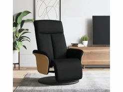 Sillón de relax | Sillón reclinable con reposapiés tela negra SHL5106