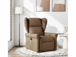 Sillón de relax | Sillón reclinable con masaje de tela marrón SHL2524