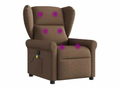 Sillón de relax | Sillón reclinable con masaje de tela marrón SHL2524